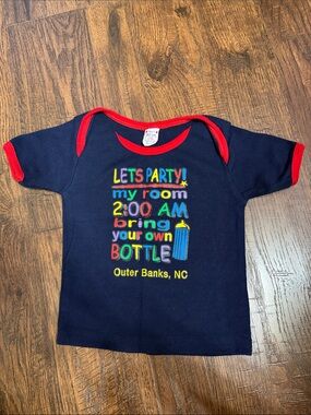 Navy "Let's Party" Short Sleeve Baby Tee